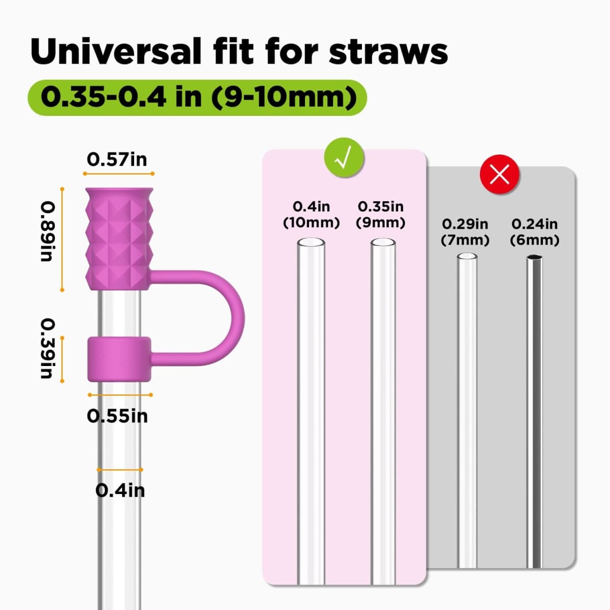 VOGOGE 6 Pcs Straw Covers Caps, 0.4in/10mm Straw Toppers for Stanley Cup 30/40 oz, Multicolor thumbnail 2