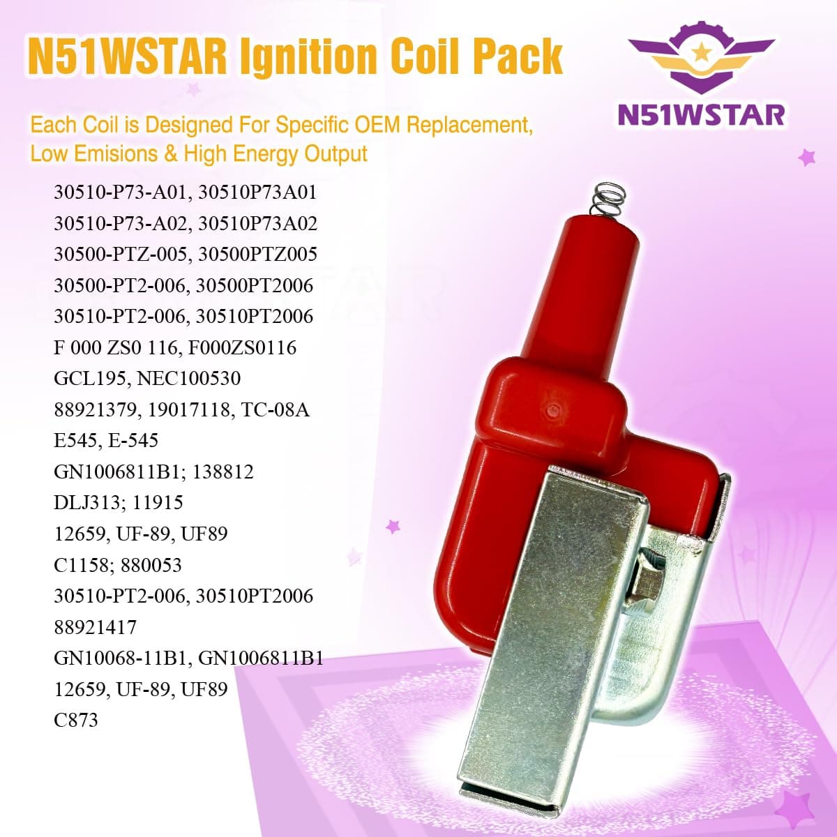 N51WSTAR Performance Ignition Coil Packs UF89 30500-PT2-006 Set Of 1 Compatible With ACURA INTEGRA EL HONDA ACCORD CIVIC CR-V CRX CIVIC DEL SOL LOGO SMX ODYSSEY PRELUDE 1.4 1.5 1.6 1.7 1.8 2.0 2.2 2.3 thumbnail 3