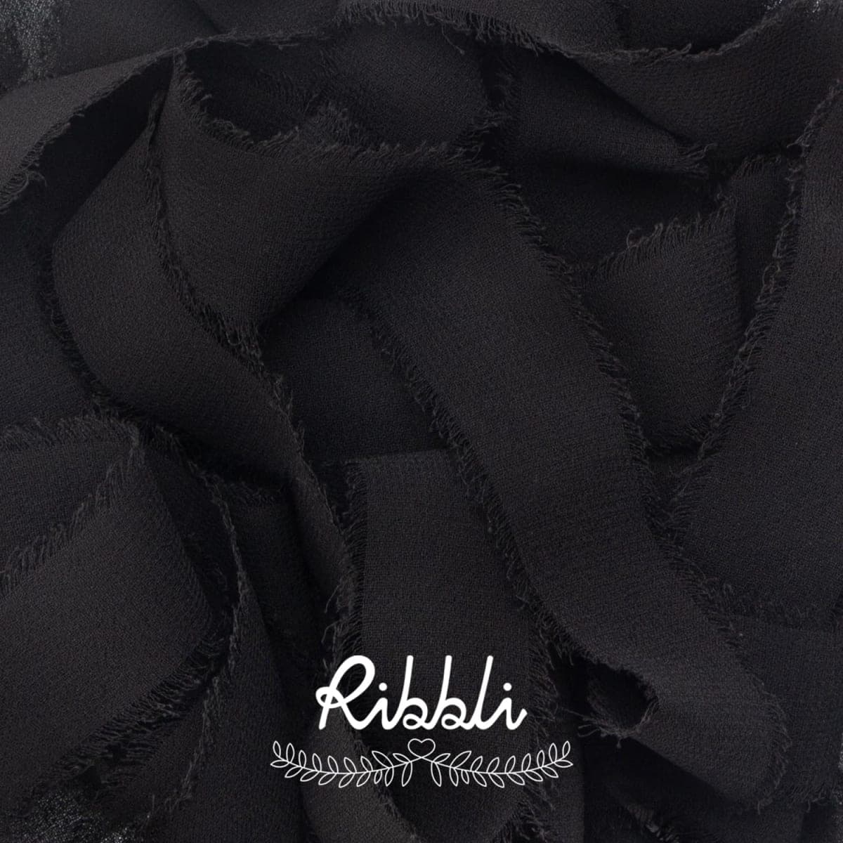 Ribbli Black Ribbon 1 Inch x 3 Rolls Total 24 Yards Handmade Fringe Chiffon Silk Ribbon for Wrapping Wedding Invitations Bridal Bouquets DIY Crafts Home Decor thumbnail 2