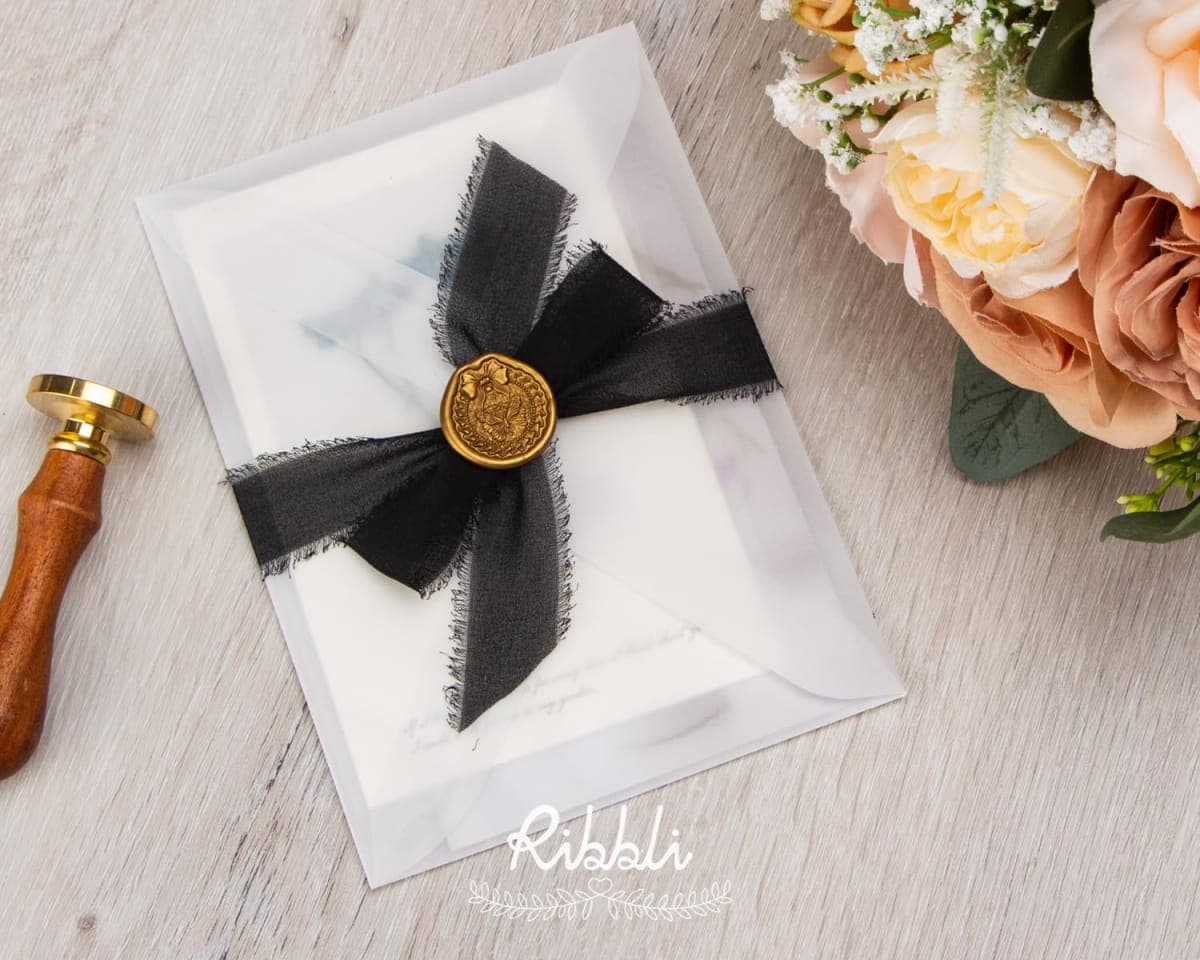 Ribbli Black Ribbon 1 Inch x 3 Rolls Total 24 Yards Handmade Fringe Chiffon Silk Ribbon for Wrapping Wedding Invitations Bridal Bouquets DIY Crafts Home Decor thumbnail 3