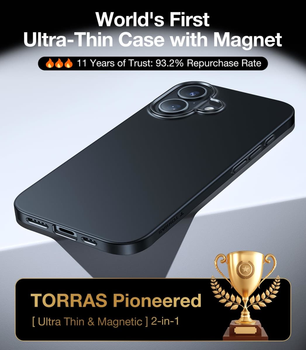 TORRAS Slim-Fit Magnetic for Phone 16 Case Protection 6.1 inch Black thumbnail 3