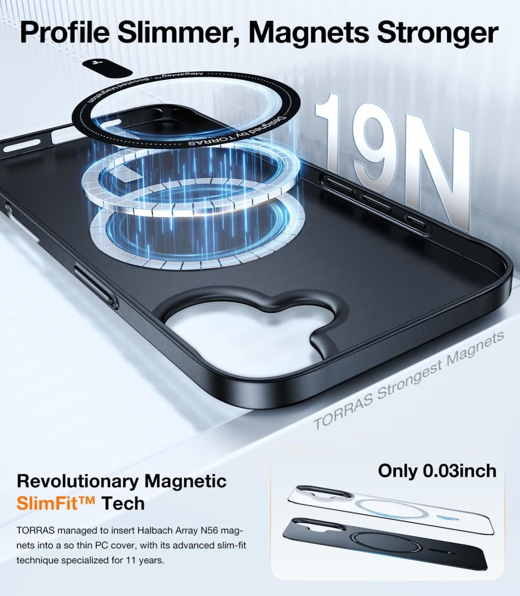 TORRAS Slim-Fit Magnetic for Phone 16 Case Protection 6.1 inch Black thumbnail 4