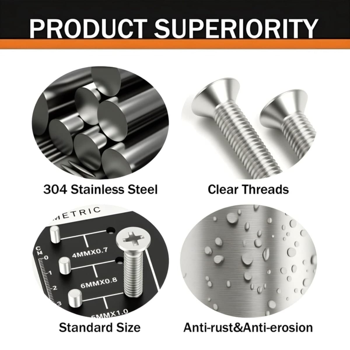 M5 x 12mm (30Pcs) Flat Countersunk Head Machine Screws, 304 Stainless Steel Phillips Cross Drive Screws Hardware Fastener thumbnail 2
