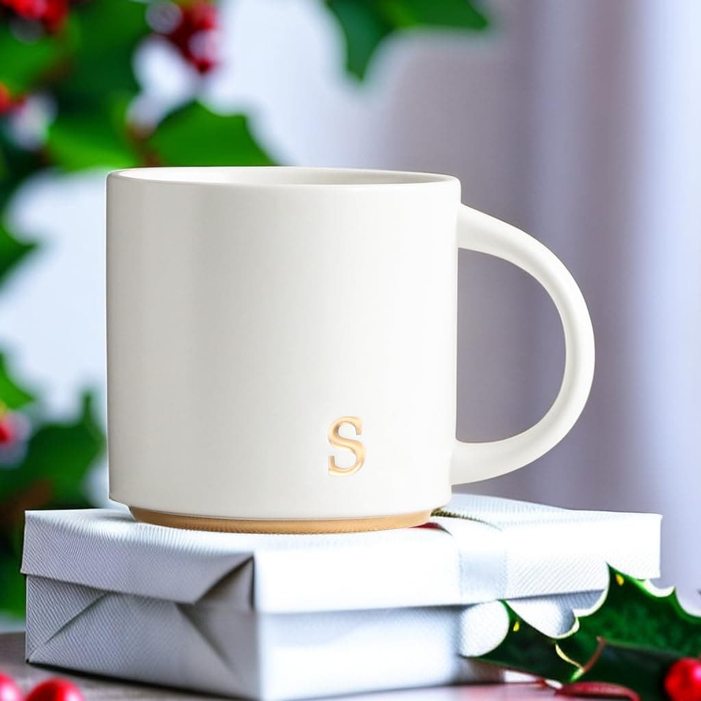 COLLECTIVE HOME - Monogram Ceramic Mugs, 15 oz Golden Initial Coffee Cups, Elegant Alphabet Tea Mugs, Elegant Personalized Mug with Gift Box, Luxurious Cups for Office and Home (s) thumbnail 4
