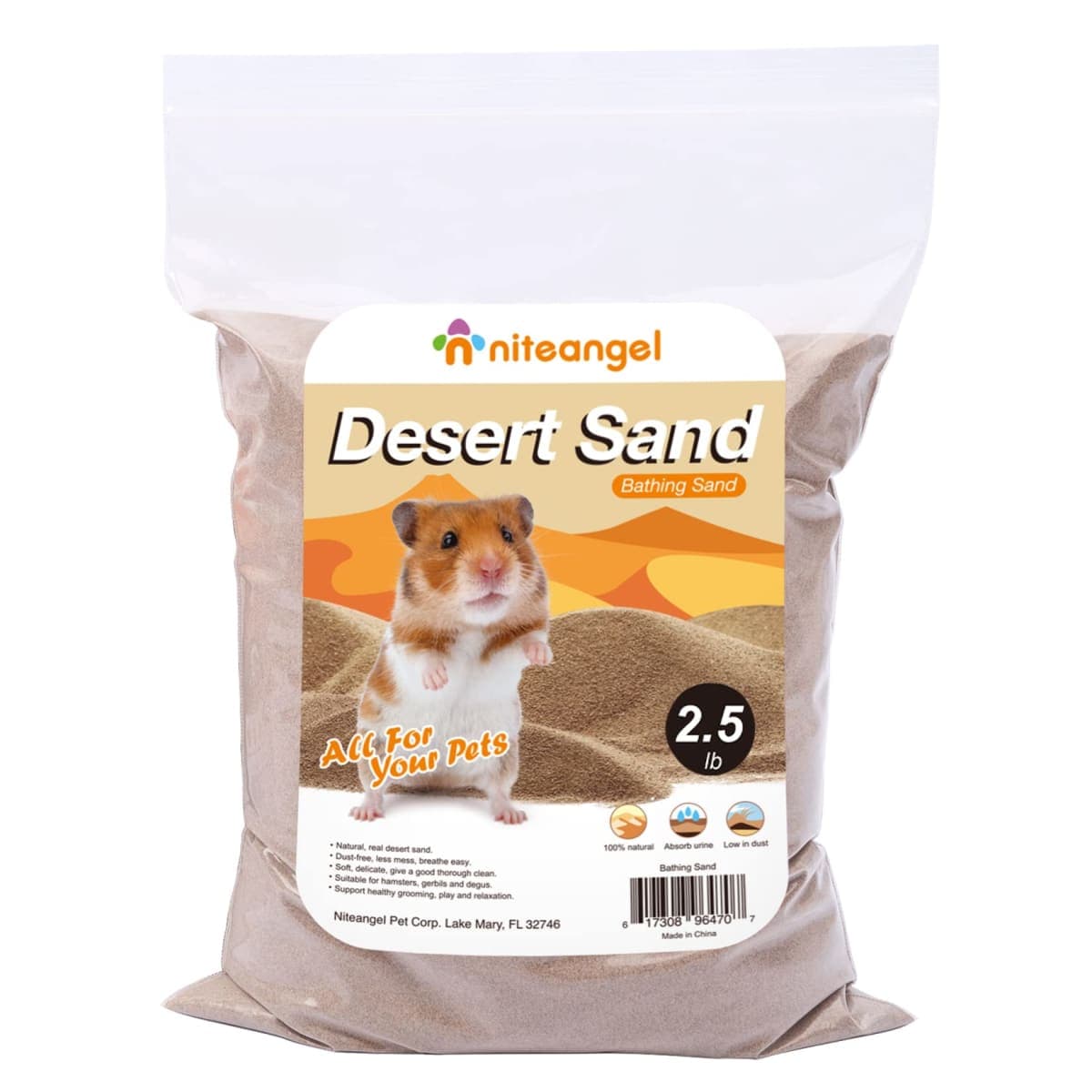 Niteangel Hamster Desert Bath Sand | No-Dust Bath or Potty Litter Sand for Hamster Chinchillas Gerbil Mice Degu or Other Small Pets thumbnail 2