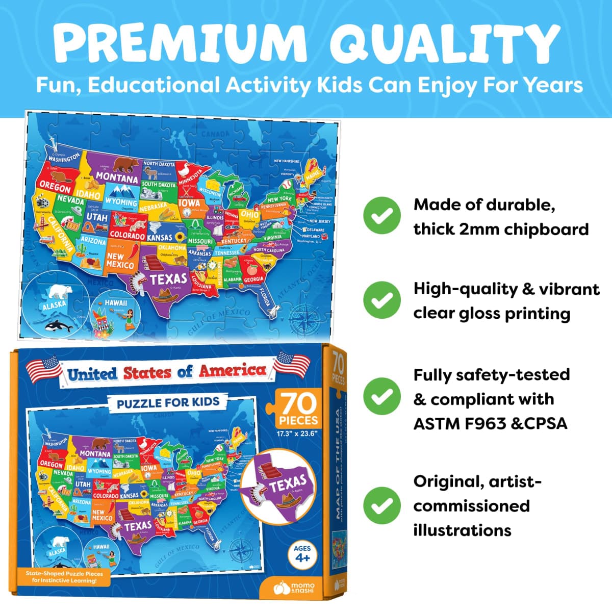 Jigsaw Puzzles for Kids - Map of The USA thumbnail 2
