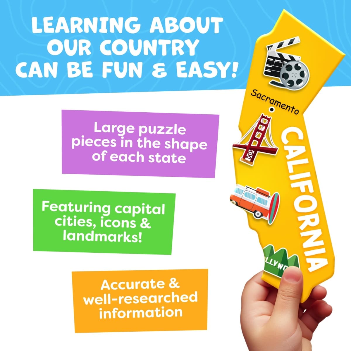 Jigsaw Puzzles for Kids - Map of The USA thumbnail 3