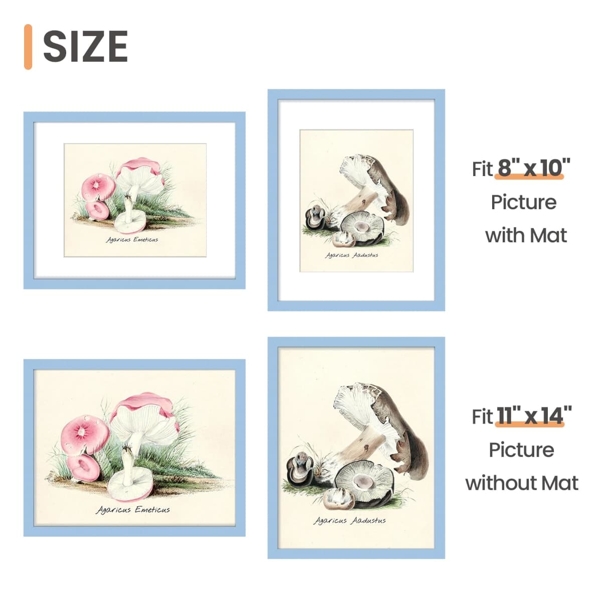 upsimples 11x14 Picture Frame, Display Pictures 8x10 with Mat or 11 x 14 Without, Wall Hanging Photo Frames, Blue, 1 Pack thumbnail 3