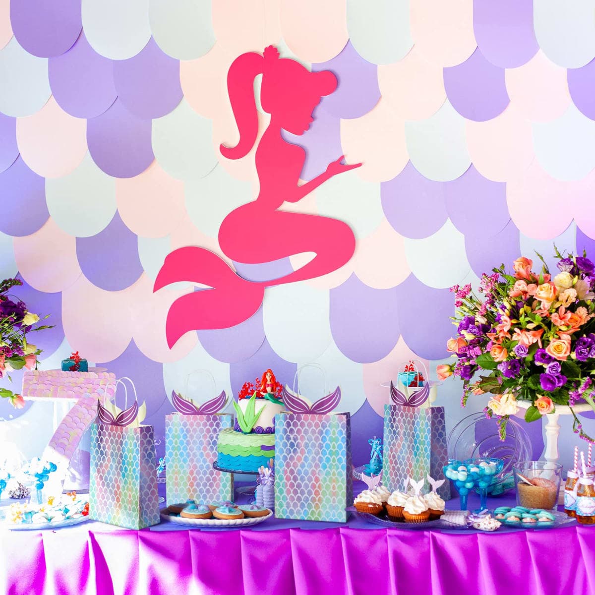 Chinco 10 Pieces Mermaid Gift Bags Party Favors Goodie Candy Treat Bags with Handle Mermaid Party Supplies for Girls Birthday Baby Shower Little Decorations thumbnail 4