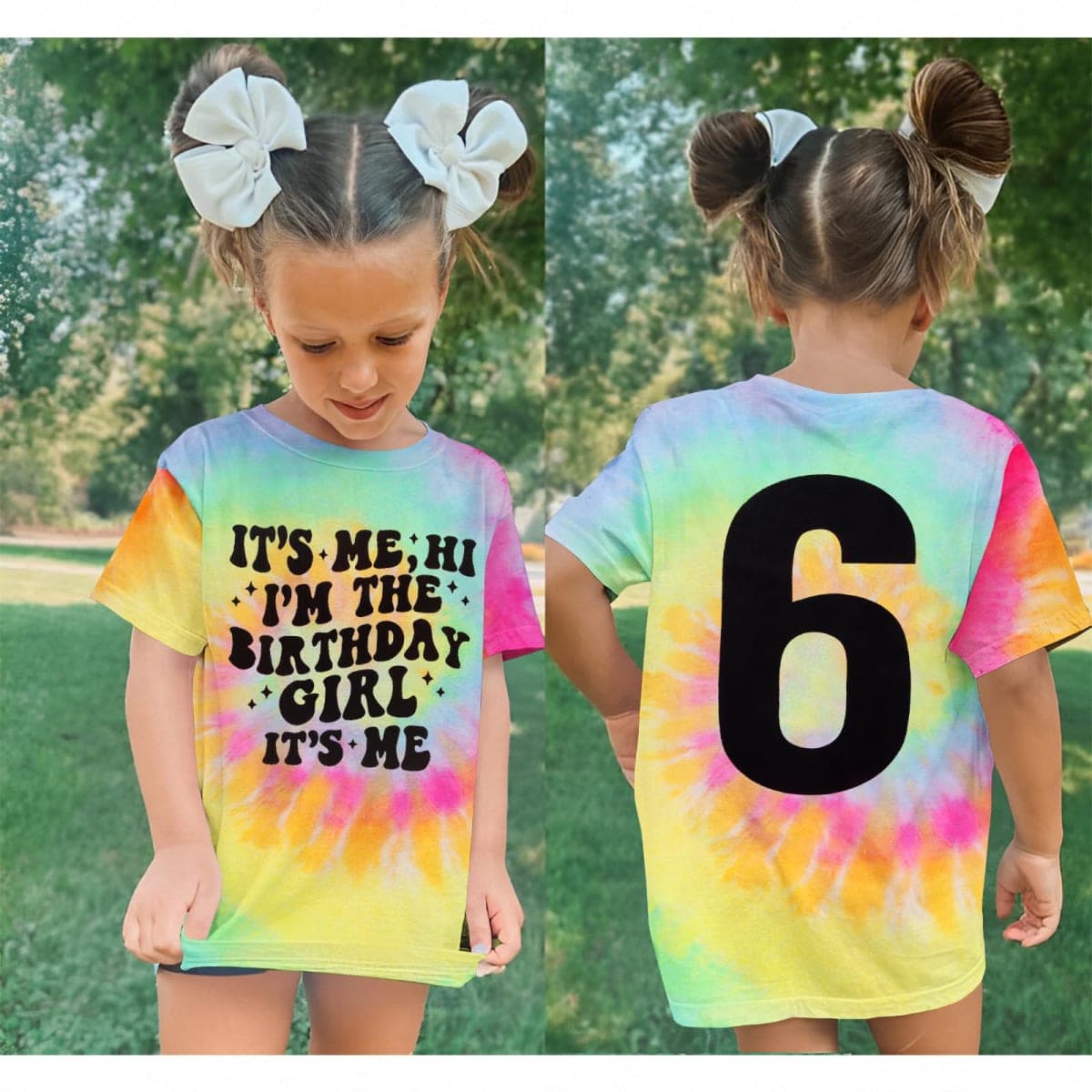 AG AGUU Its Me Hi I’m The Birthday Girl Shirts Kids Toddler Girls Birthday Tie Dye T-Shirt Party Outfits Tees Tops 5-10Y, Yellow-6th, 6 Years thumbnail 3