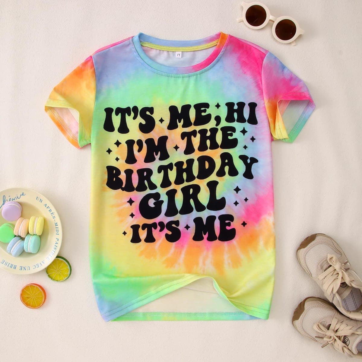 AG AGUU Its Me Hi I’m The Birthday Girl Shirts Kids Toddler Girls Birthday Tie Dye T-Shirt Party Outfits Tees Tops 5-10Y, Yellow-6th, 6 Years thumbnail 4