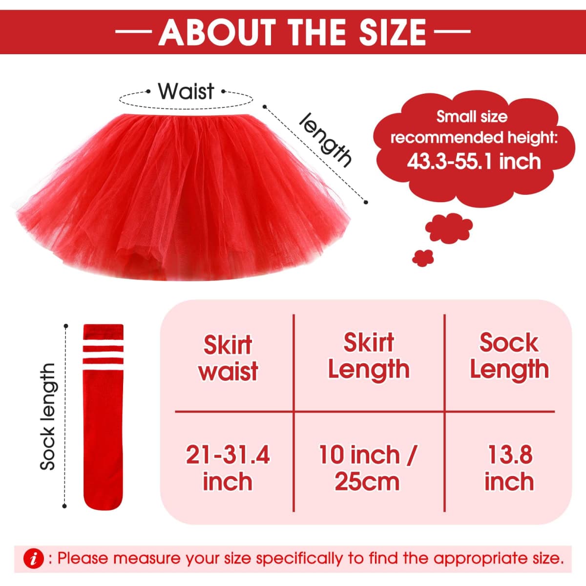 Zhanmai 5 Layered Tutu Skirt for Kids Tulle Tutu Skirt with Tube Socks Princess Runners Costumes Cosplay for Girls Kids (Red) thumbnail 4