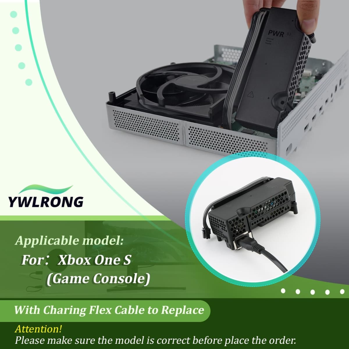 for Xbox One S Power Supply Replacement for Xbox One S Internal Power Supply Source with AC Adapter Console Accessories Parts with Power Cable Fixing Repair Tools thumbnail 3