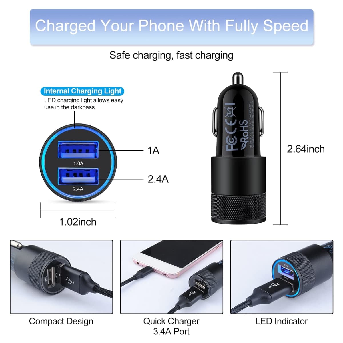 Car Charger Adapter+Quick Charge 3.0 Wall Charger Block Plug+6ft USB Type C Fast Charging Cable for Samsung Galaxy S25 S24 S23 S22 S21 S20 FE/Ultra/Plus 5G Note 20/10 Z Fold7/Flip7 A17 A35 A16 A15 A54 thumbnail 5