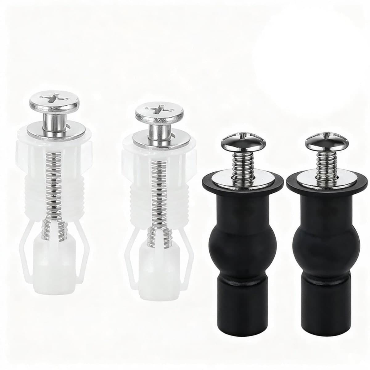 2 Sets Universal Toilet Seat Screws & Bolts Kit - Stainless Steel with Brass Thread Insert, Expanding Rubber & Plastic Nuts | Anti-Slip Replacement Hardware for 14-19mm Top-Mount Toilet Seat Hinges — image 1