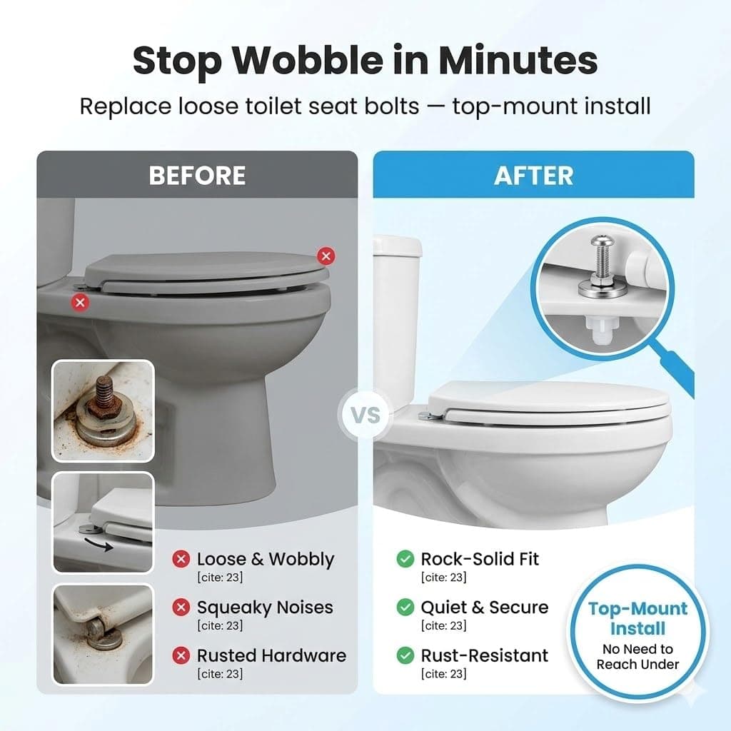 2 Sets Universal Toilet Seat Screws & Bolts Kit - Stainless Steel with Brass Thread Insert, Expanding Rubber & Plastic Nuts | Anti-Slip Replacement Hardware for 14-19mm Top-Mount Toilet Seat Hinges thumbnail 3