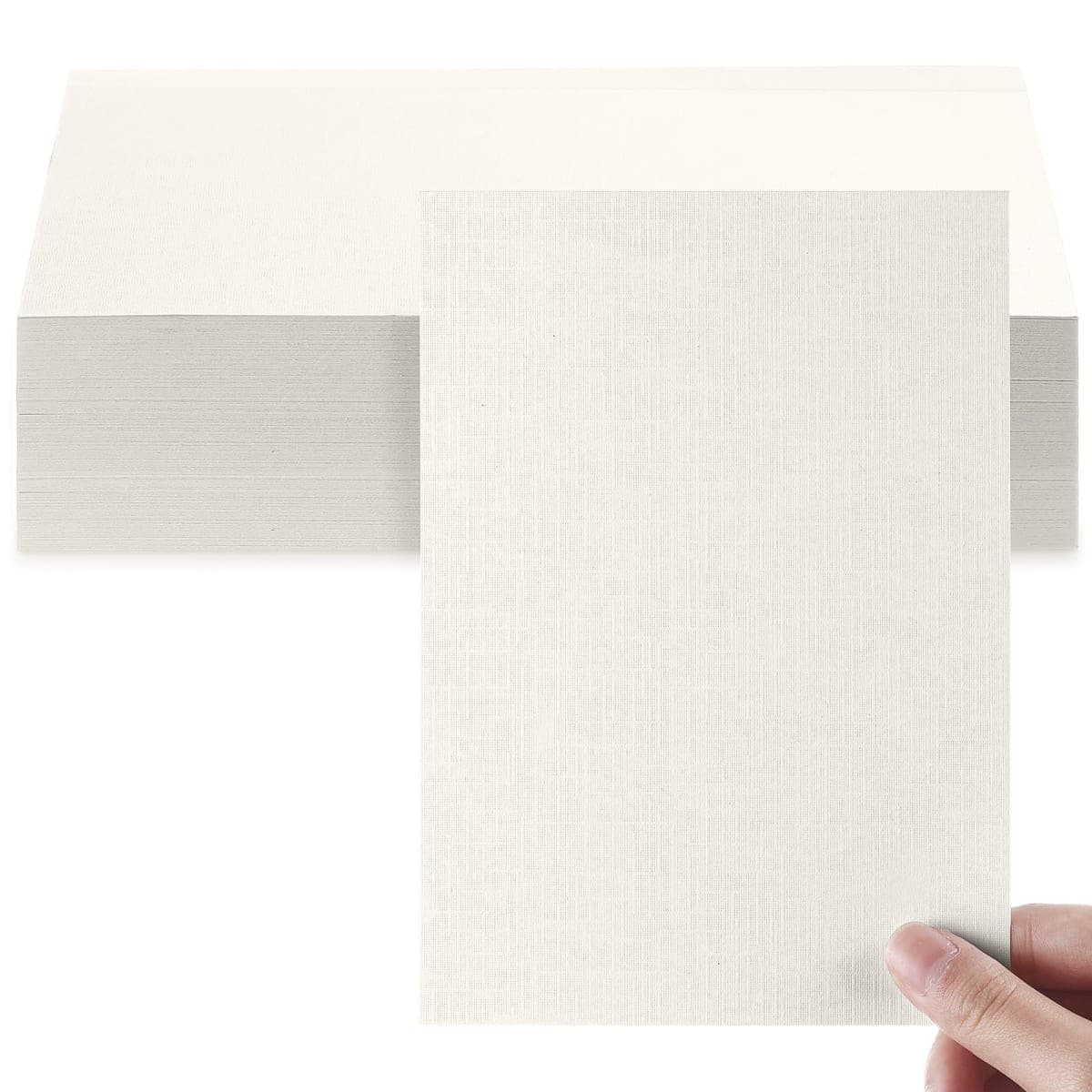 Geosar 50 Sheet Linen Cardstock 5 x 7 Invitation Cardstock Heavyweight Printer Paper 92lb 250gsm Index Cards for Printer Cover Postcards Blank Flash Note Greeting (Beige) — image 1