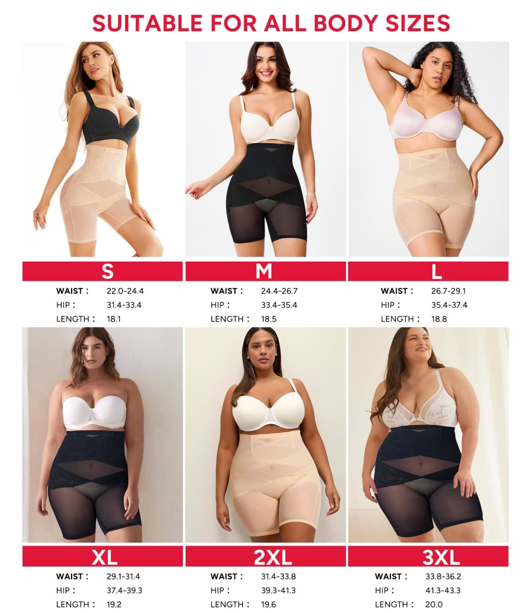 Nebility Womens' Tummy Control High Waist Trainer Body Shaper, Black/Beige - Mid Thigh - 2pk, Medium thumbnail 4