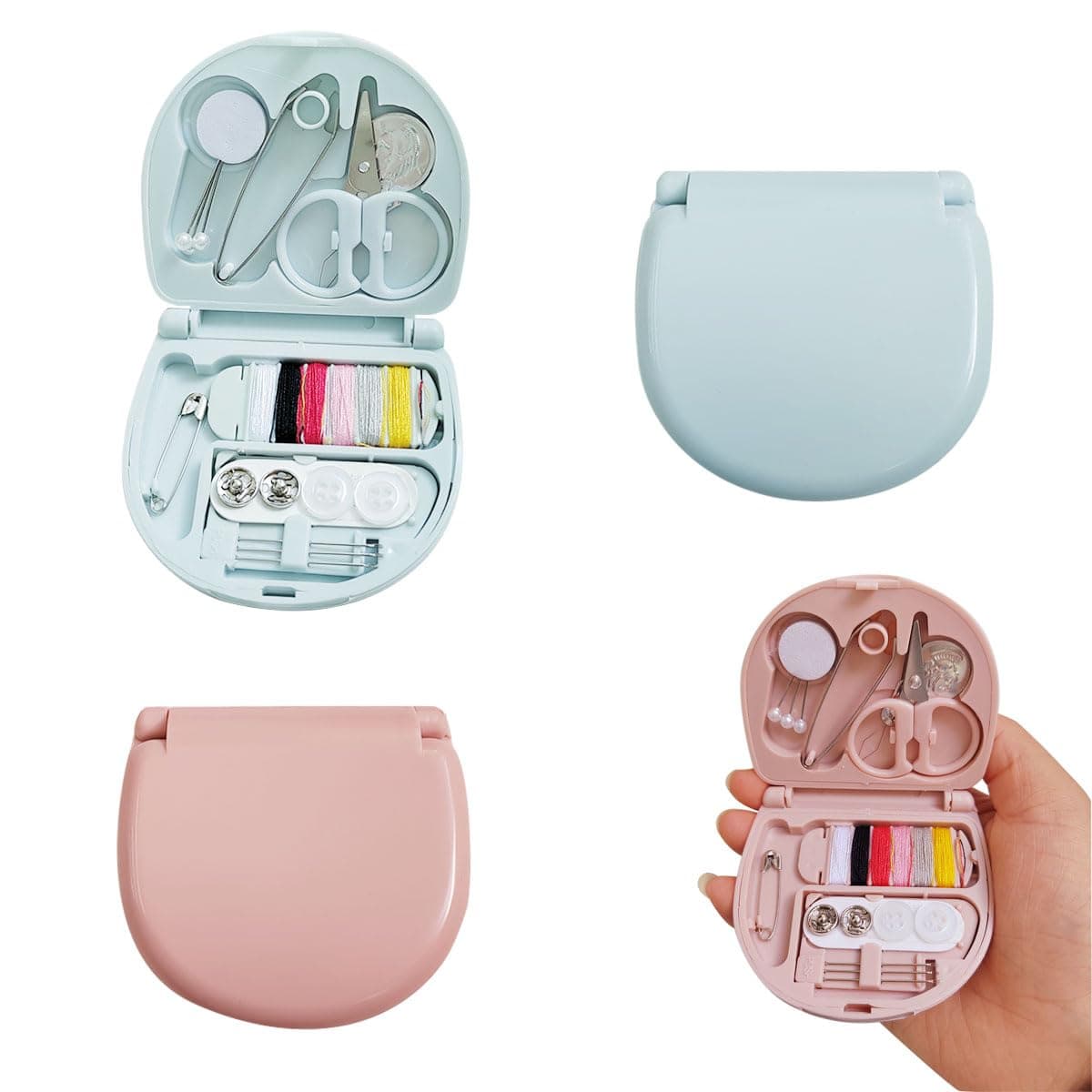 2 Pack Mini Travel Sewing Kit, Portable Travel Sewing Box Kit, Portable Heart-Shaped Box — image 1