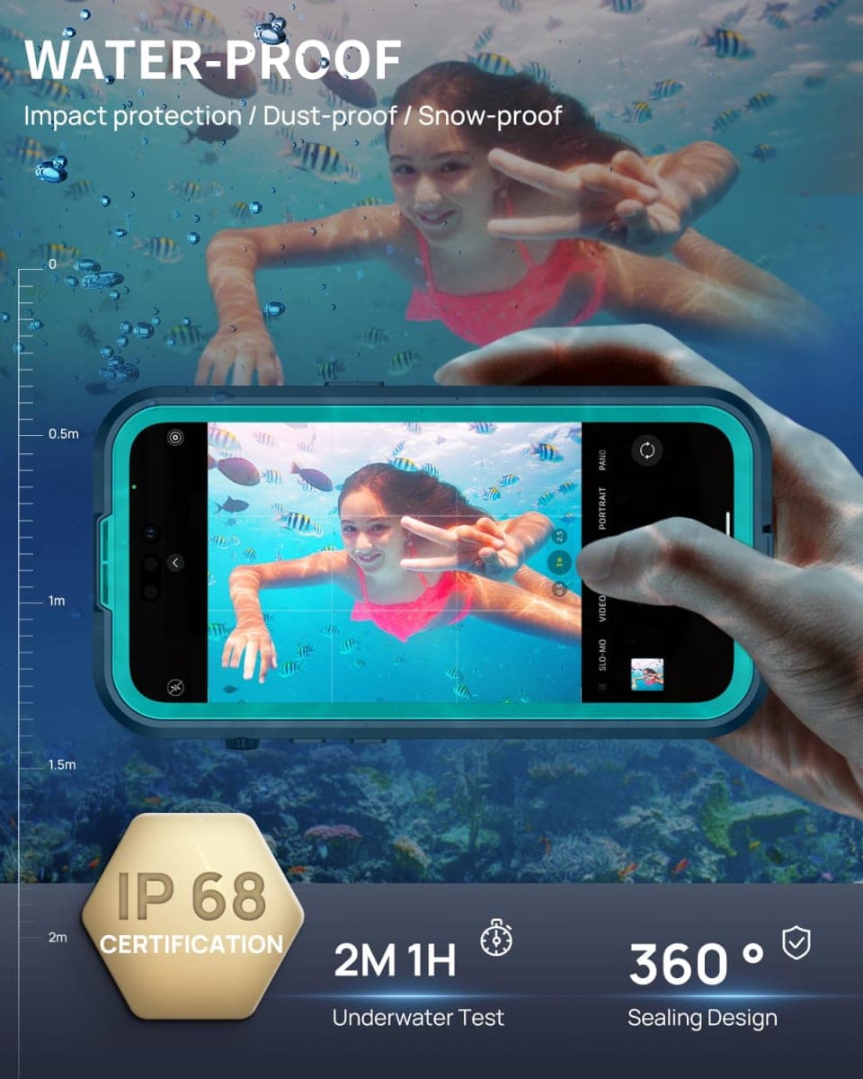 Lanhiem Magnetic for iPhone 15 Pro Max Waterproof Case, Built-in Privacy Screen Protector, Compatible with MagSafe, Anti-Spy Full Body Phone Case for iPhone 15 Pro Max 6.7", Black thumbnail 2
