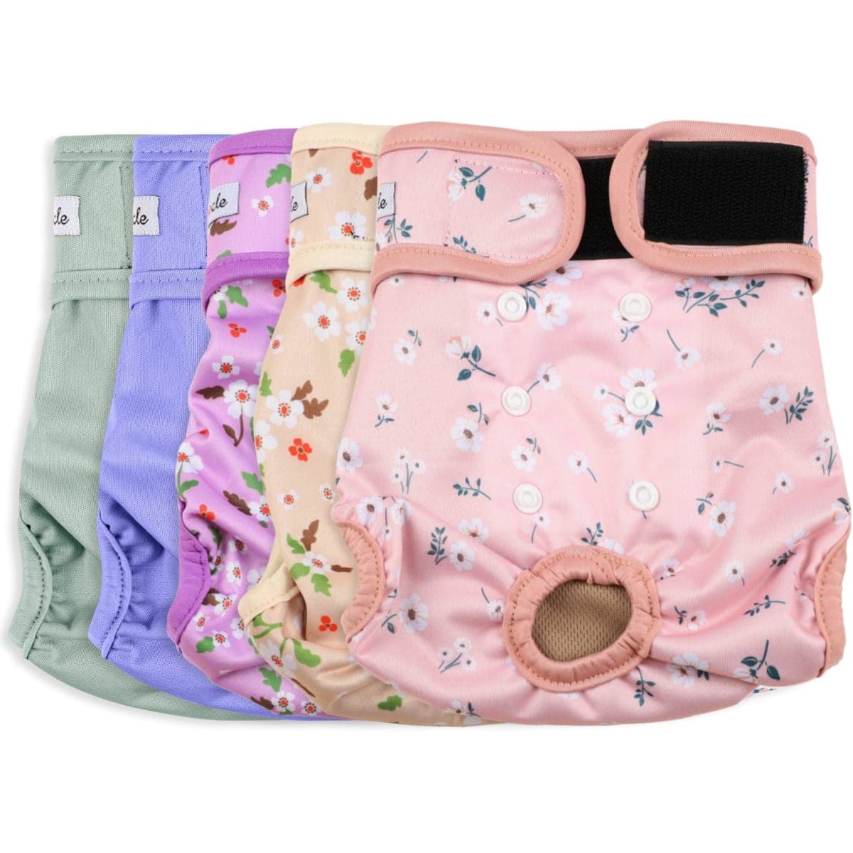 Female Dog Diapers 5Pcs - Premium Reusable Diapers for Doggie in Heat - Highly Absorbent Dog Diapers Female for Pet Incontinence with Adjustable Snaps,Flowers S