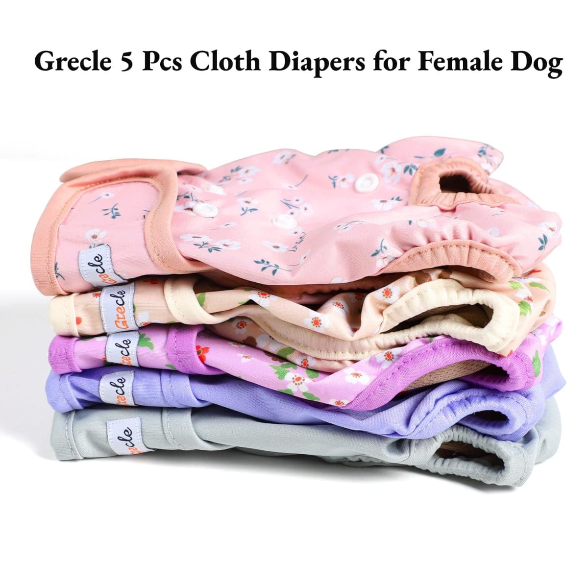 Female Dog Diapers 5Pcs - Premium Reusable Diapers for Doggie in Heat - Highly Absorbent Dog Diapers Female for Pet Incontinence with Adjustable Snaps,Flowers S thumbnail 2