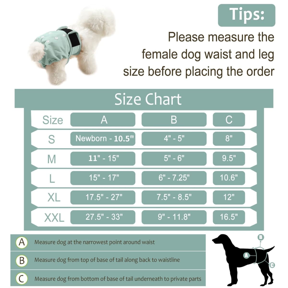 Female Dog Diapers 5Pcs - Premium Reusable Diapers for Doggie in Heat - Highly Absorbent Dog Diapers Female for Pet Incontinence with Adjustable Snaps,Flowers S thumbnail 3