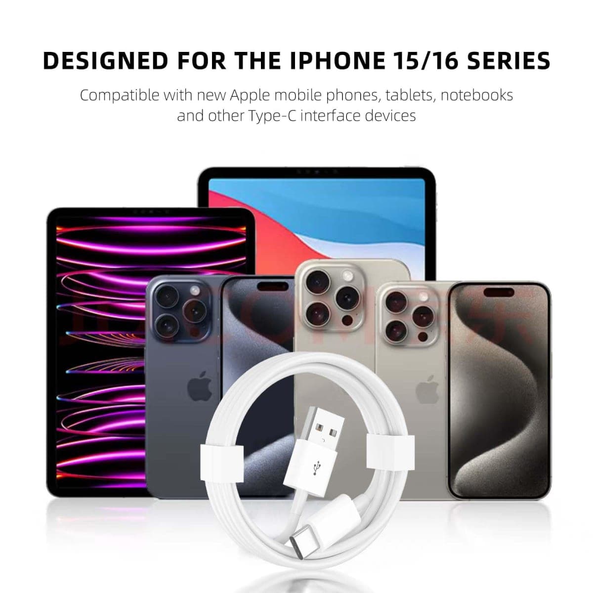 USB A to USB Type C Charging Cord Car Play Cable for iPhone 15 Pro Max 15 Plus,Airpods Pro 2nd Generation, iPad 10th Gen, iPad Pro iPad Air 5th/ 4th, Mini 6th Gen,Samsung Galaxy,LG,TCL Charger Cable thumbnail 2