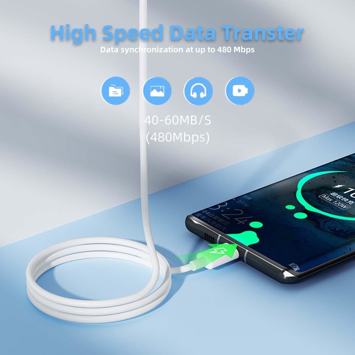 USB A to USB Type C Charging Cord Car Play Cable for iPhone 15 Pro Max 15 Plus,Airpods Pro 2nd Generation, iPad 10th Gen, iPad Pro iPad Air 5th/ 4th, Mini 6th Gen,Samsung Galaxy,LG,TCL Charger Cable thumbnail 3