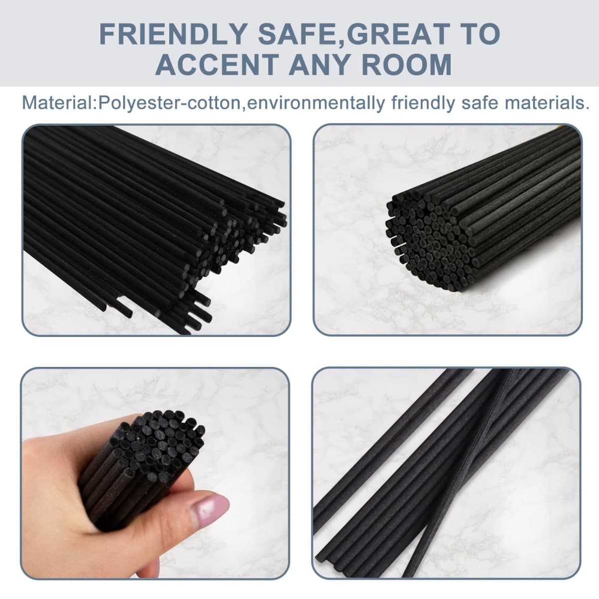 HOSSIAN 50pcs Reed Diffuser Sticks- Black Fibre Reed Diffuser Sticks-Thick Diffuser Reeds Sticks-Diffuser Sticks for Diffuser Oils Fragrance Refill-Fibre Reeds for Diffusers thumbnail 5