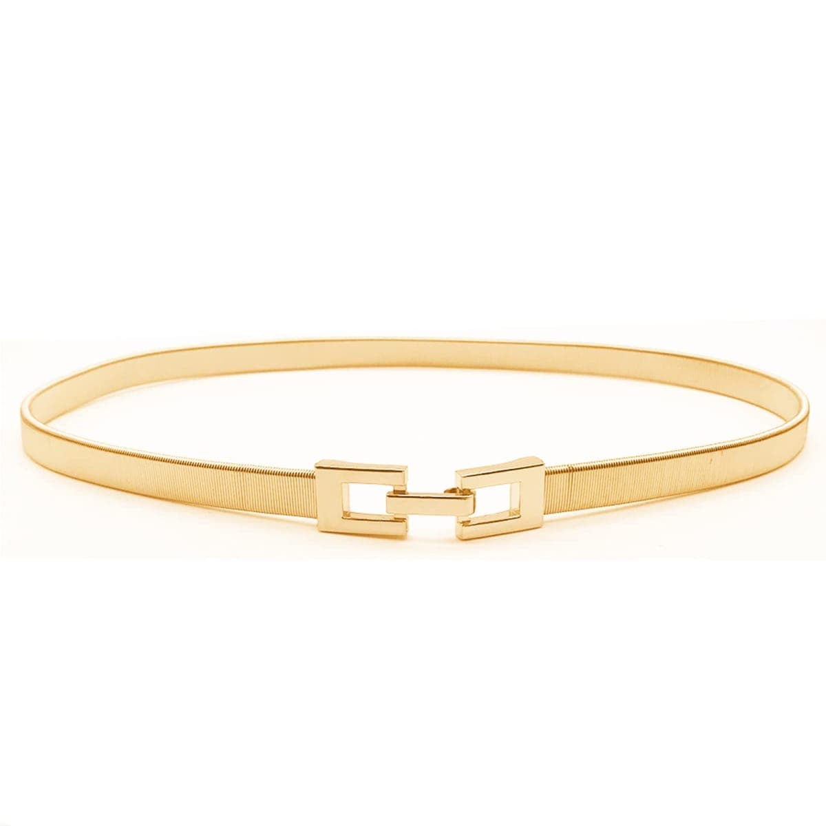 Tanpie Skinny Waist Belt of Women Elastic Metal Stretch Chain Belt Gold and Silver, A_gold, Medium: fits waist from 30"-33" — image 1