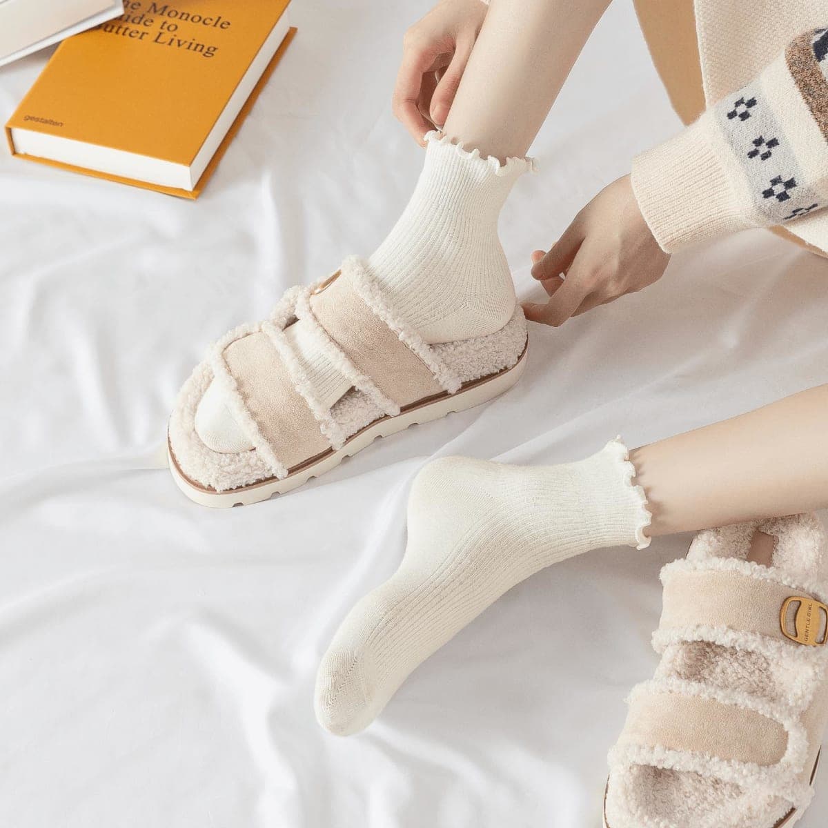 Hstyle 6 Pairs of Ruffle Socks Women, Ruffle Turn-Cuff Casual Cute Girl Ruffle Socks Breathable Cool Ruffle Ankle Socks thumbnail 3