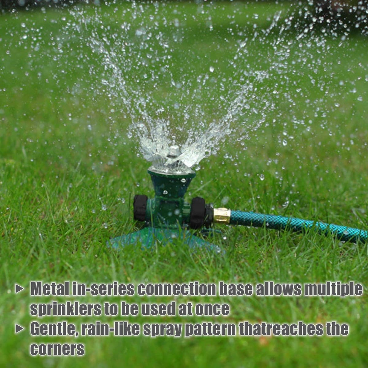 Biswing 3 Pack Lawn Sprinkler, Heavy Duty Metal Square Garden Sprinkler, 360 Degree Large Area Irrigation, Connectable Rotating Automatic Water Sprinklers for Yard Lawn Garden Watering thumbnail 3