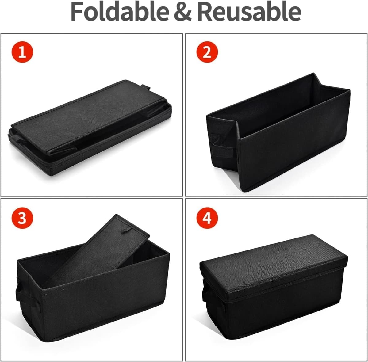 CD Storage Box with Lid,Stackable Storage Box with Handles for Organizer Music Collection -Holds 120 standard jewel cases, 240 slim cases, or 660 sleeves — each with a CD(black, 4pack) thumbnail 4