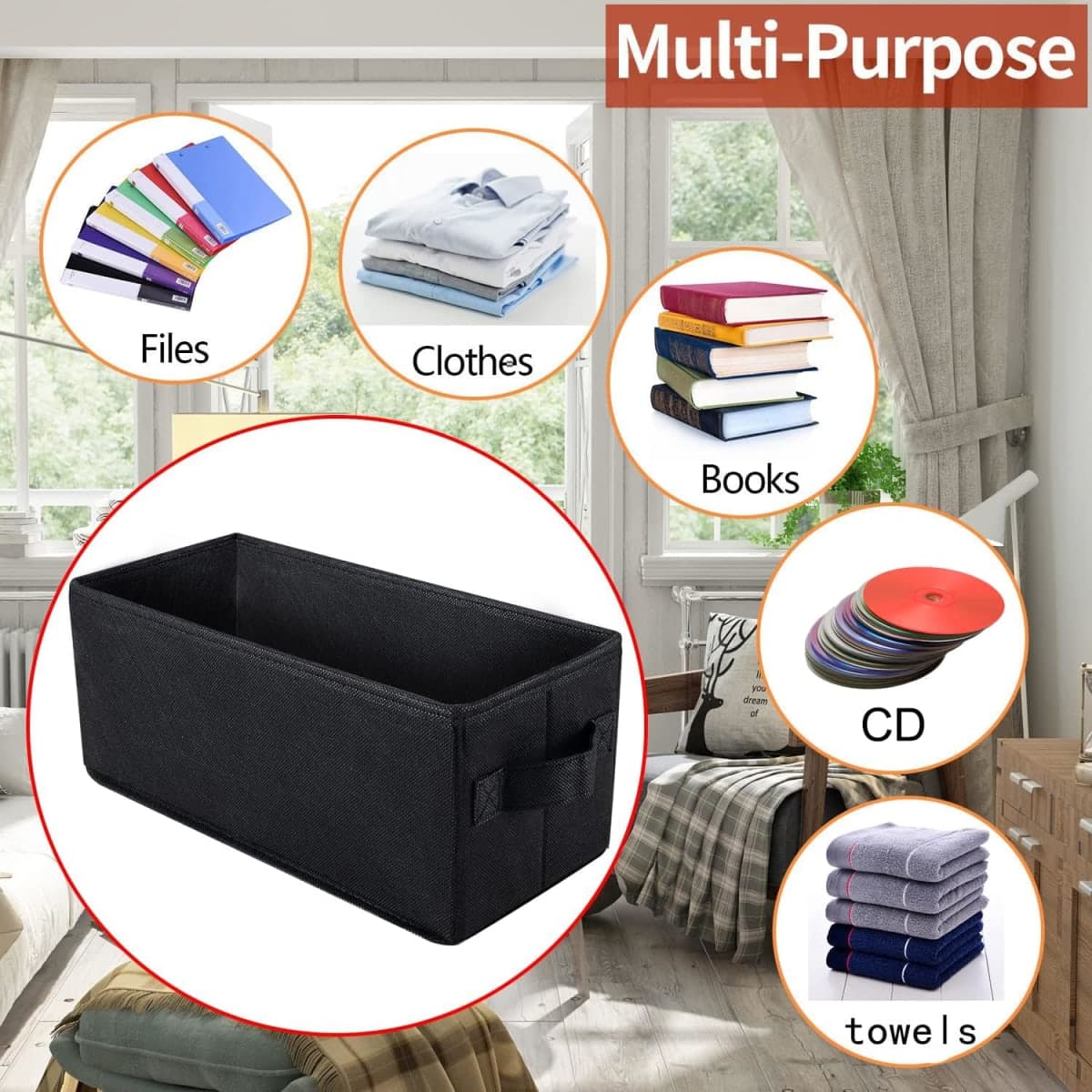 CD Storage Box with Lid,Stackable Storage Box with Handles for Organizer Music Collection -Holds 120 standard jewel cases, 240 slim cases, or 660 sleeves — each with a CD(black, 4pack) thumbnail 5