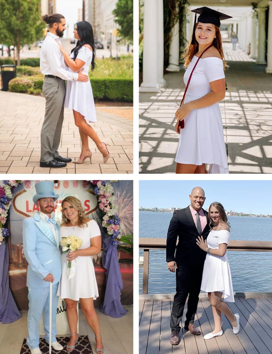 Womens Off The Shoulder Short Sleeve High Low Cocktail Skater Dress thumbnail 5