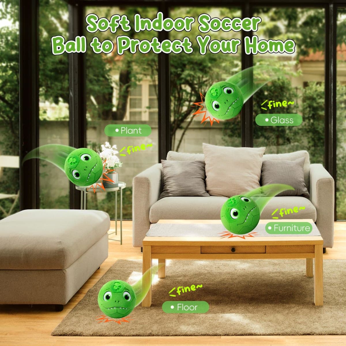 VangeBow Silent Indoor Soccer Balls for Toddlers 1-3, Inflatable Soft Plush Baby Toddler Soccer Ball Toys Gifts for Kid 3-5 Year Old Boy First Birthday Gift (Dinosaur, Pump Include) thumbnail 3