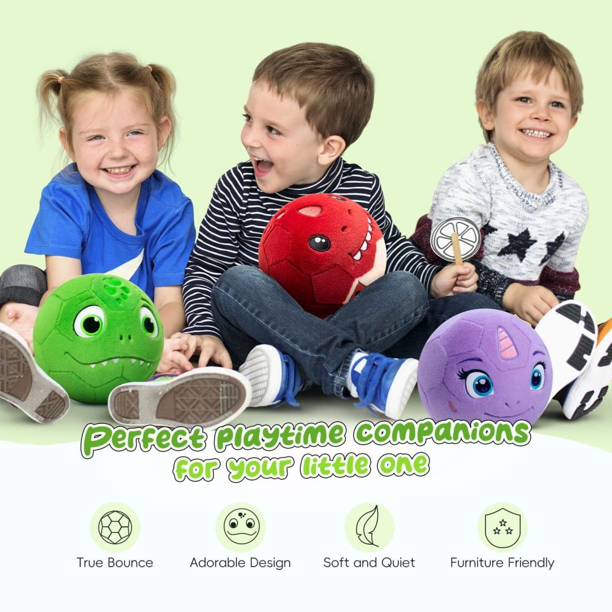 VangeBow Silent Indoor Soccer Balls for Toddlers 1-3, Inflatable Soft Plush Baby Toddler Soccer Ball Toys Gifts for Kid 3-5 Year Old Boy First Birthday Gift (Dinosaur, Pump Include) thumbnail 4