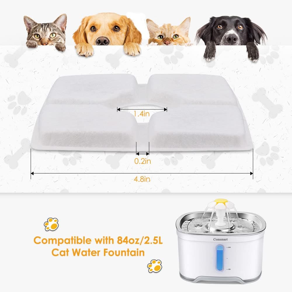 Comsmart Pet Fountain Filter Set, 8 Pack 3 Triple Filtration System Replacement Cat Water Fountain Filters & 4 Pre-Filter Sponges for 84oz/2.5L Automatic Pet Fountain Cat Water Fountain thumbnail 2