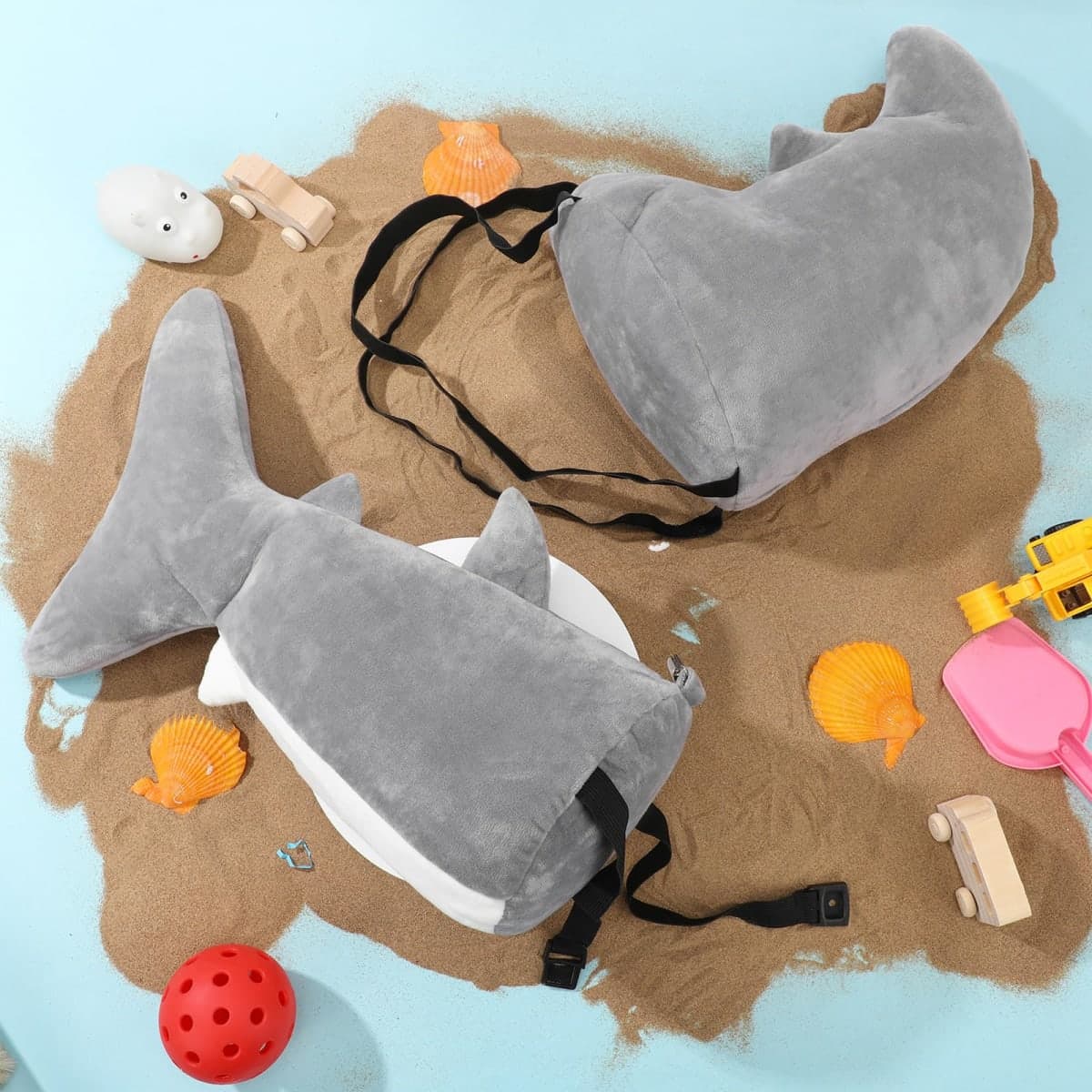 PullCrease 2 Pcs Shark Costume Set Including Plush Shark Fin and Tail for Adult Fun Fish Outfit Accessories for Halloween Animal Cosplay Sea Ocean Birthday Cute Party Supplies (Gray and White) thumbnail 3