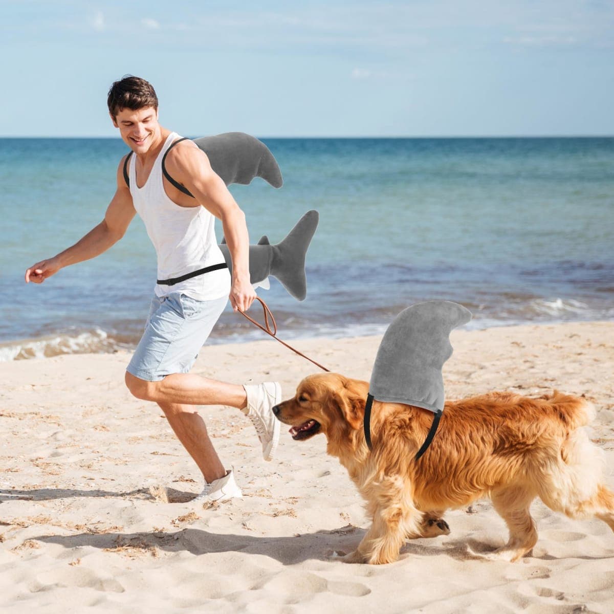 PullCrease 2 Pcs Shark Costume Set Including Plush Shark Fin and Tail for Adult Fun Fish Outfit Accessories for Halloween Animal Cosplay Sea Ocean Birthday Cute Party Supplies (Gray and White) thumbnail 4