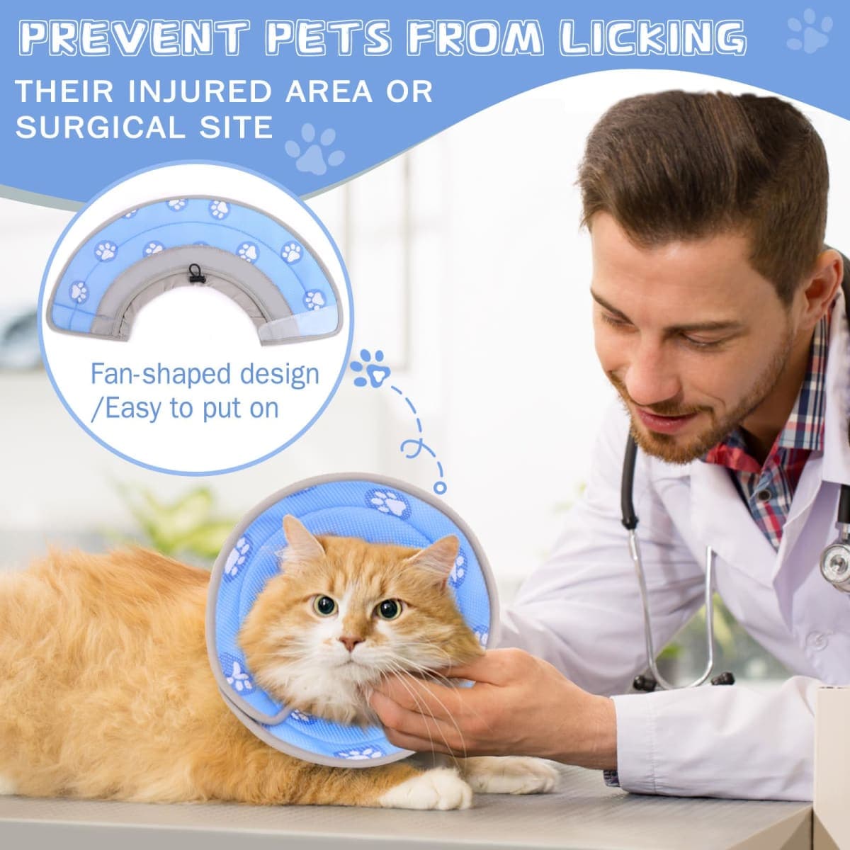 Cat Cone Collar Soft to Stop Licking After Surgery Cat Recovery Collar for Small Large Cats Adjustable Elizabethan Collar thumbnail 2
