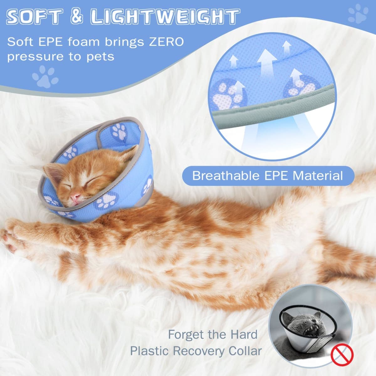Cat Cone Collar Soft to Stop Licking After Surgery Cat Recovery Collar for Small Large Cats Adjustable Elizabethan Collar thumbnail 3