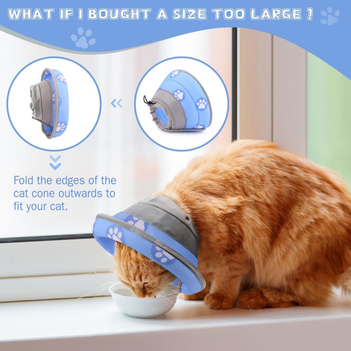 Cat Cone Collar Soft to Stop Licking After Surgery Cat Recovery Collar for Small Large Cats Adjustable Elizabethan Collar thumbnail 4