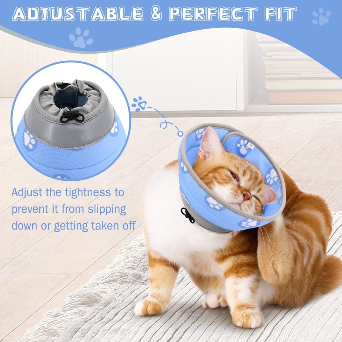 Cat Cone Collar Soft to Stop Licking After Surgery Cat Recovery Collar for Small Large Cats Adjustable Elizabethan Collar thumbnail 5