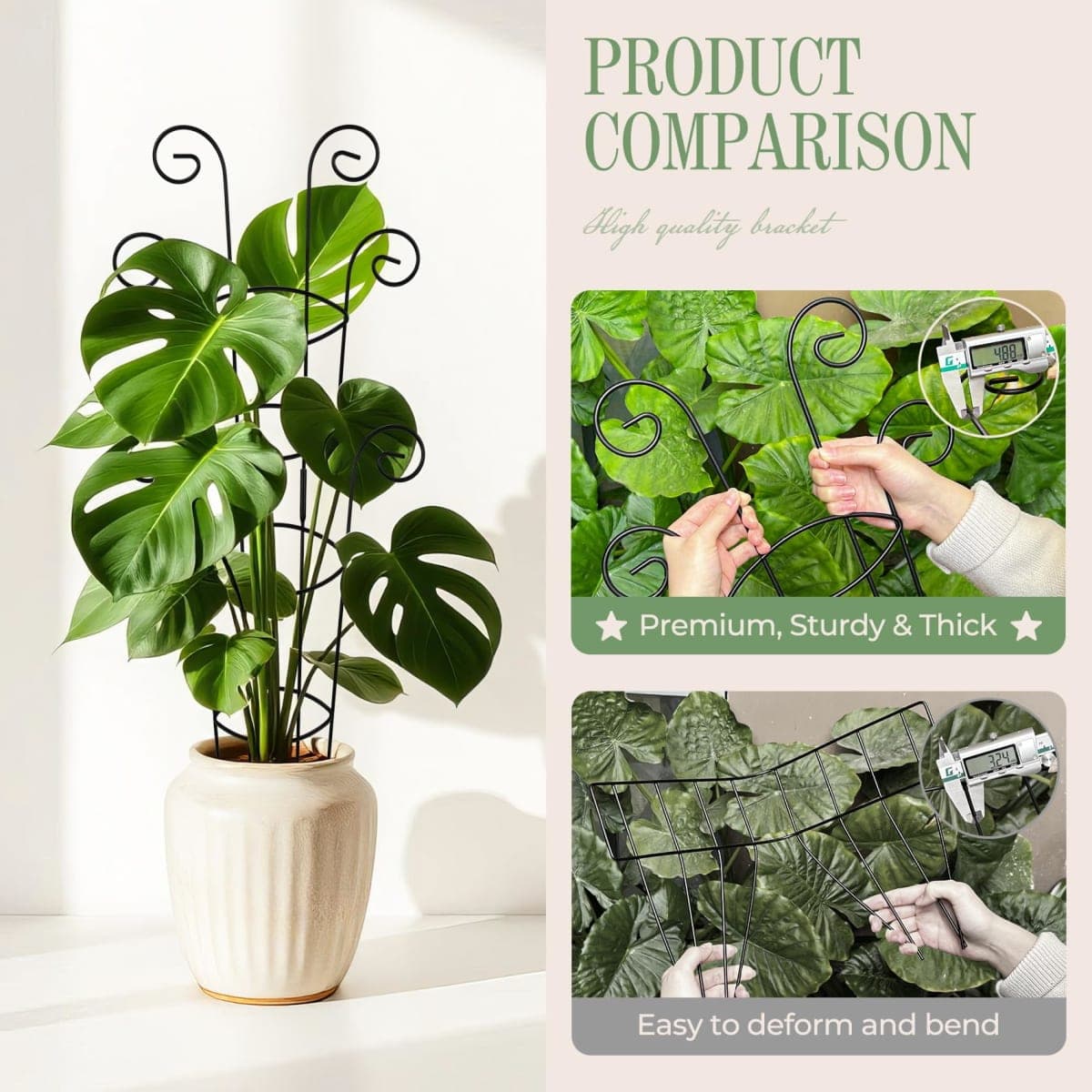 QIAOKAIYAN Mini Garden Trellis for Potted Plants, Black Metal Semicircular Climbing Plant Support, 4 Pack thumbnail 4