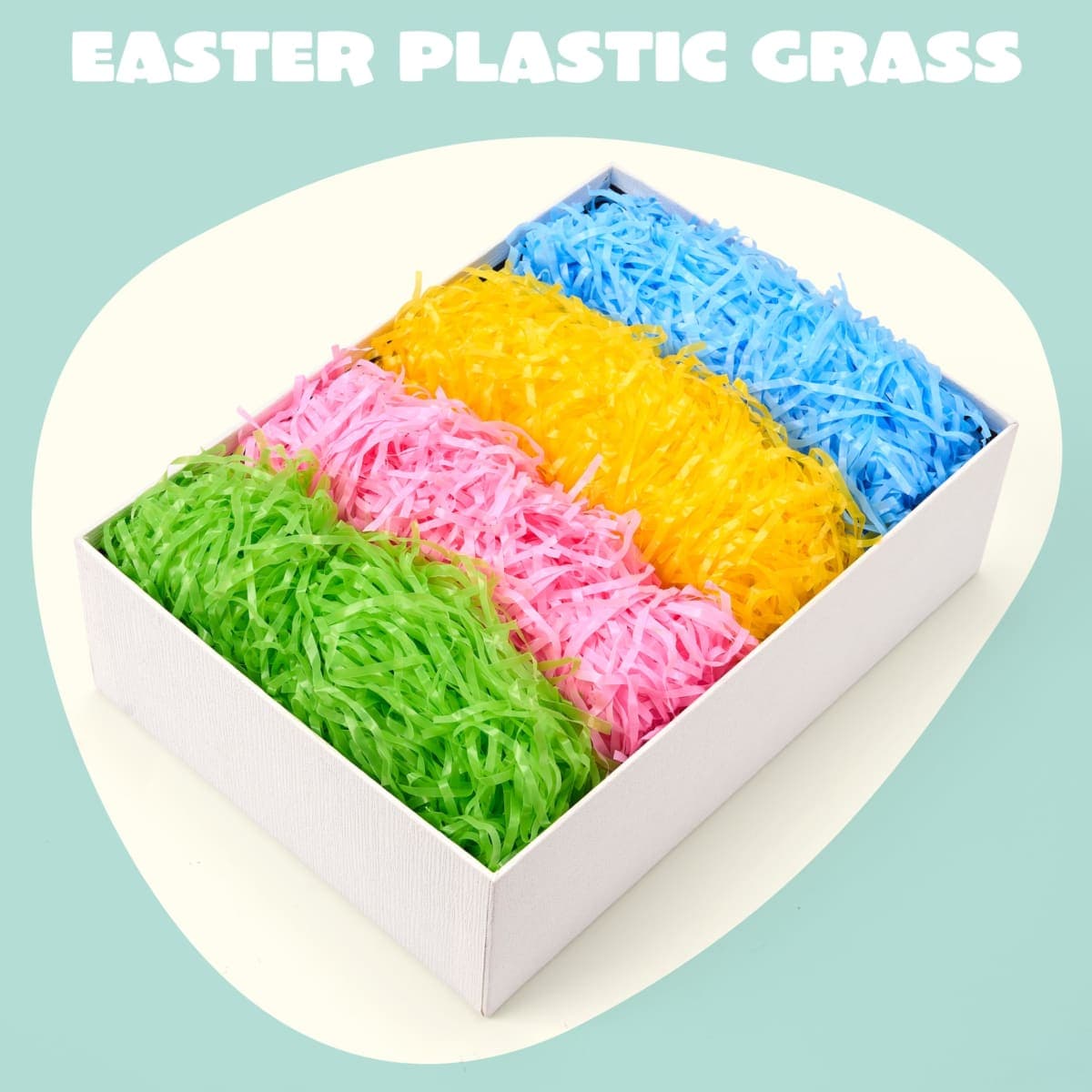 JOYIN 32 Oz Multicolor Easter Grass, Recyclable Grass Shred Pastel 4 Colors for Easter Egg Hunt,DIY Gift Wrapping, Stuffer Party Supplies(Pink, Yellow, Sky Blue, Green) thumbnail 2