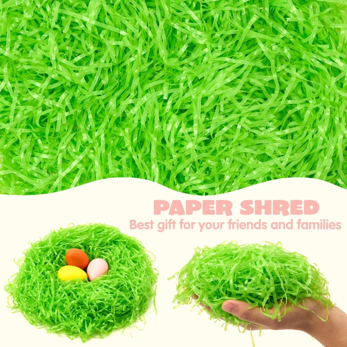 JOYIN 32 Oz Multicolor Easter Grass, Recyclable Grass Shred Pastel 4 Colors for Easter Egg Hunt,DIY Gift Wrapping, Stuffer Party Supplies(Pink, Yellow, Sky Blue, Green) thumbnail 5