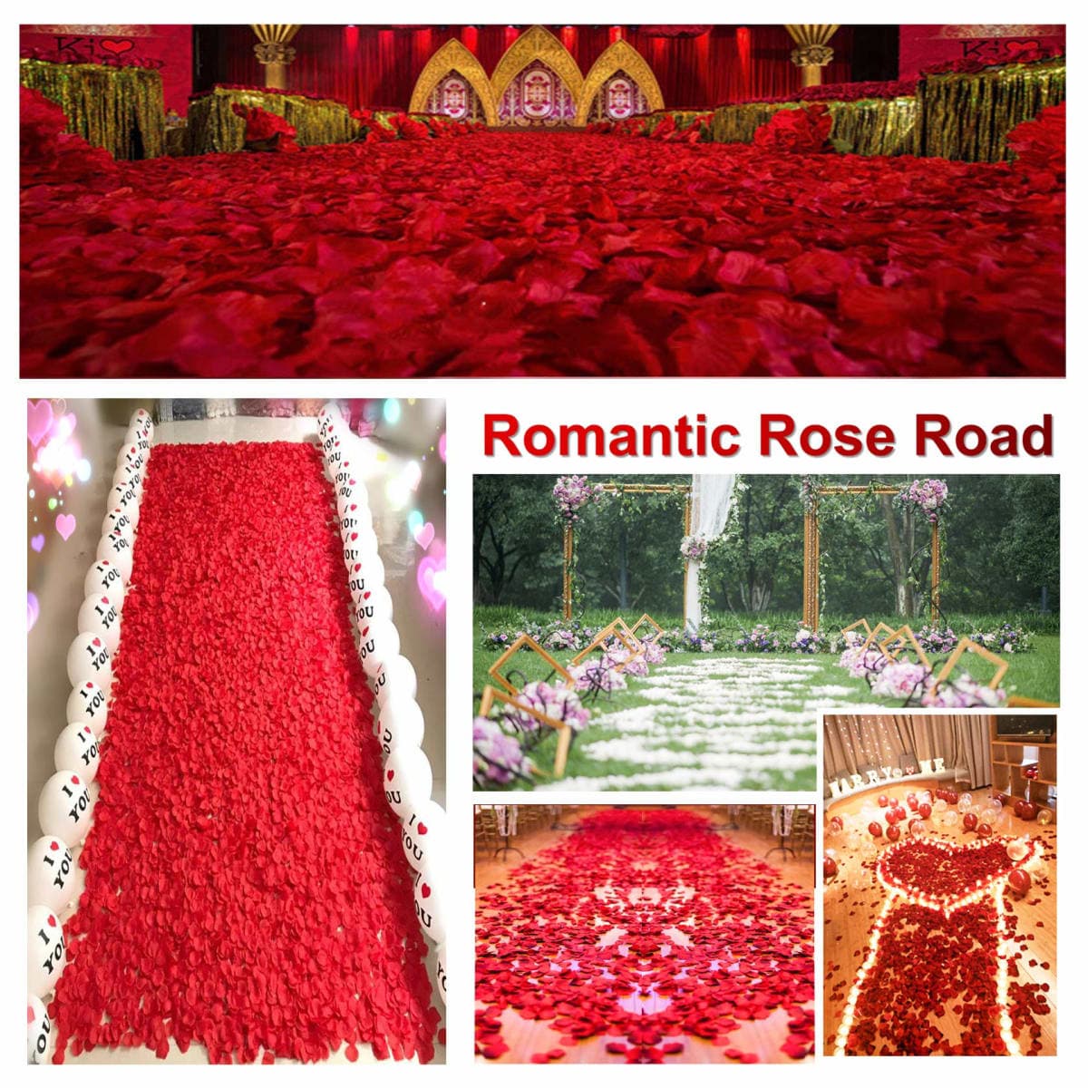 AWCCXMYM 1000PCS Wine Red Fake Rose Petals for Romantic Night Romantic Festive Atmosphere Creation for Marriage Proposa Wedding Decoration Party Activities thumbnail 4