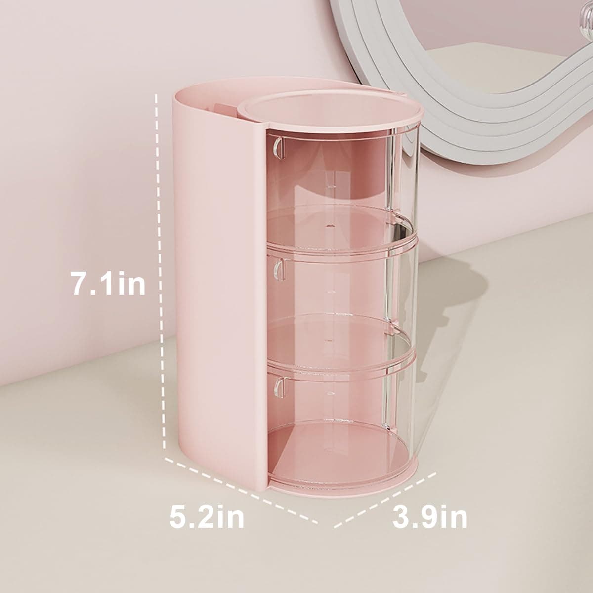 Goujfol Hair Accessories Organizer, 3 Layer Hair Tool Organizer with Brush Holder, Rotatable Makeup Storage Organizers for Girls, Storage Box for Clip, Rings (Pink) thumbnail 3